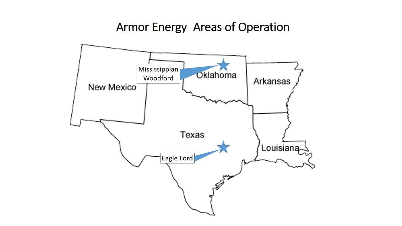 Armor Area of Service, Mississippian Woodford, Oklahoma, Eagle Ford Texas